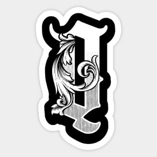 illustration of Q font vintage style hand drawing design Sticker